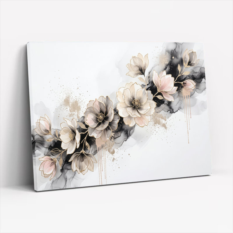 "Floral" abstrait, art mural sur toile, ensemble de 1, Wrapped Canvas, 12"H x 18"W