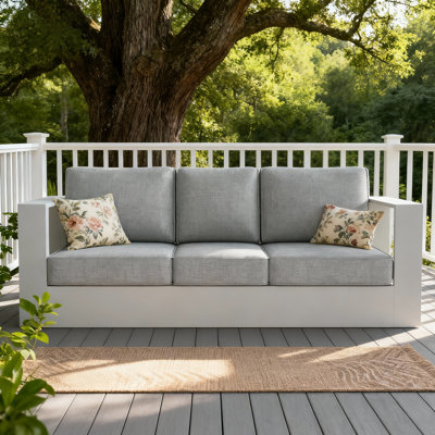 Modern Outdoor Aluminum 3-seater Sofa With Cushions by Ivy Bronx