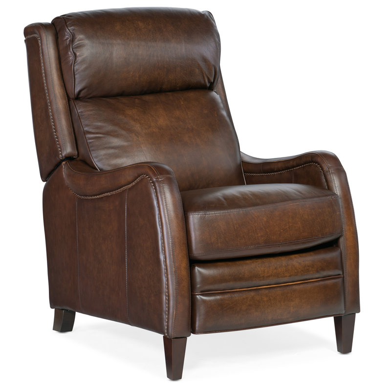 Sulema Leather Power Recliner, Dark Brown Genuine Leather, Manual