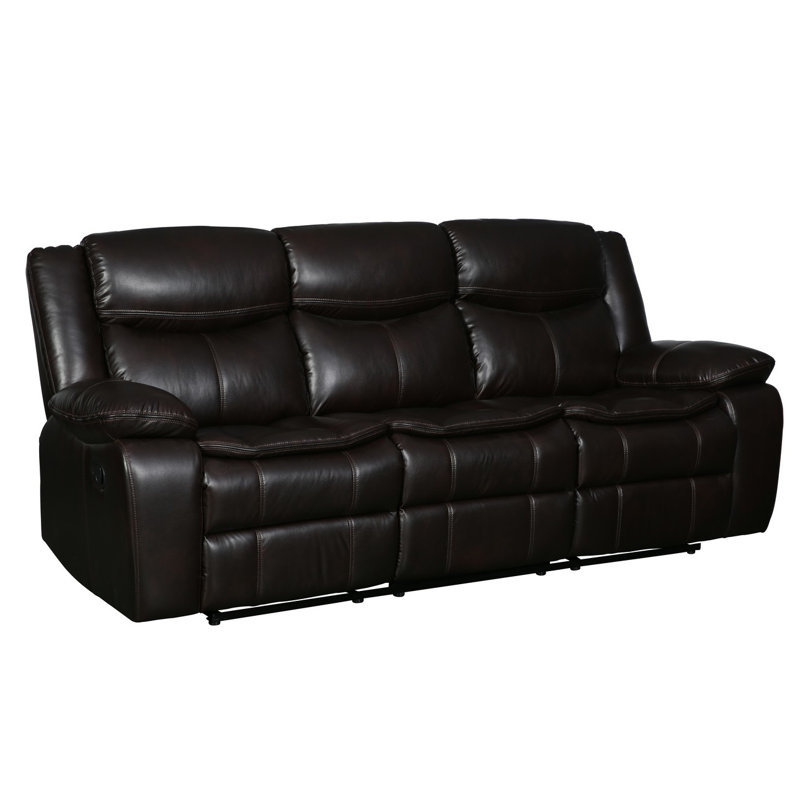 Apollonie 86'' Faux Leather Reclining Sofa, Brown Faux Leather