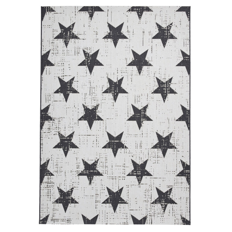 Machine Woven White/Black Rug, Rectangle 200 x 290cm