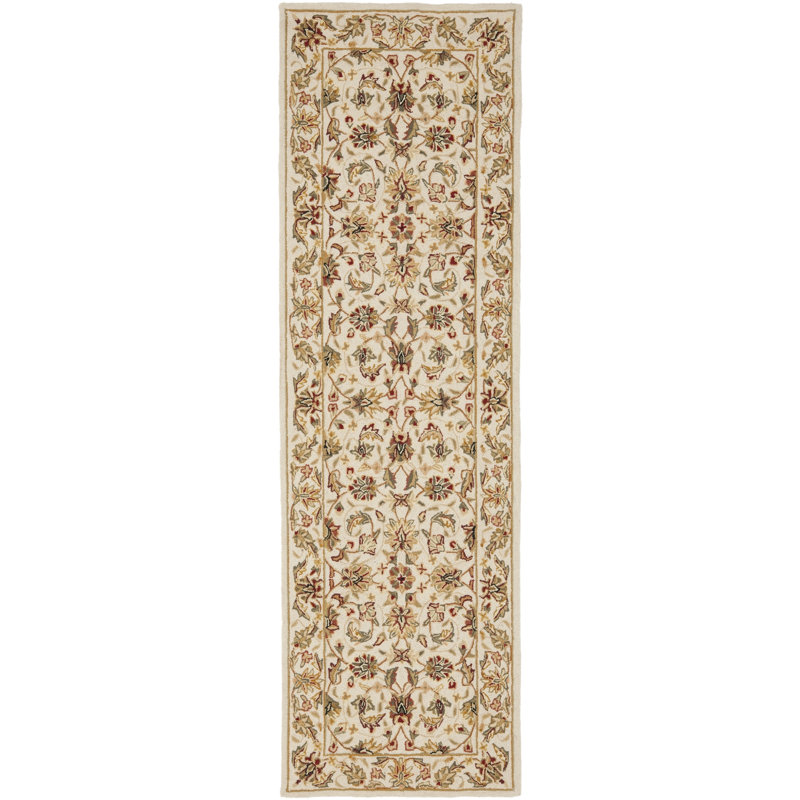 Tapis ivoire en laine fait à la main Hollander, Tapis de couloir 2 pi 6 po x 10 pi