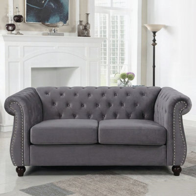 Button Tufted Sofa with Rolled Arms