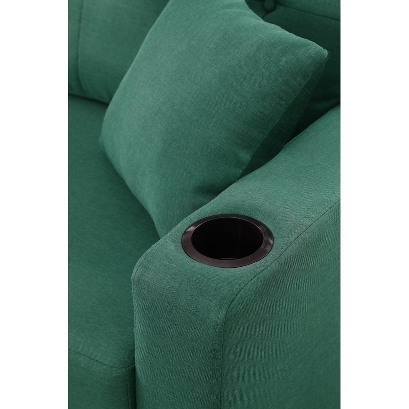 Upholstered L-Shaped Sectional Reversible, Green Polyester Blend
