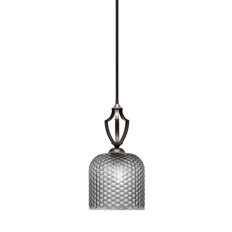 Mini-luminaire suspendu Shutesbury, verre fumé 7 po, Clair