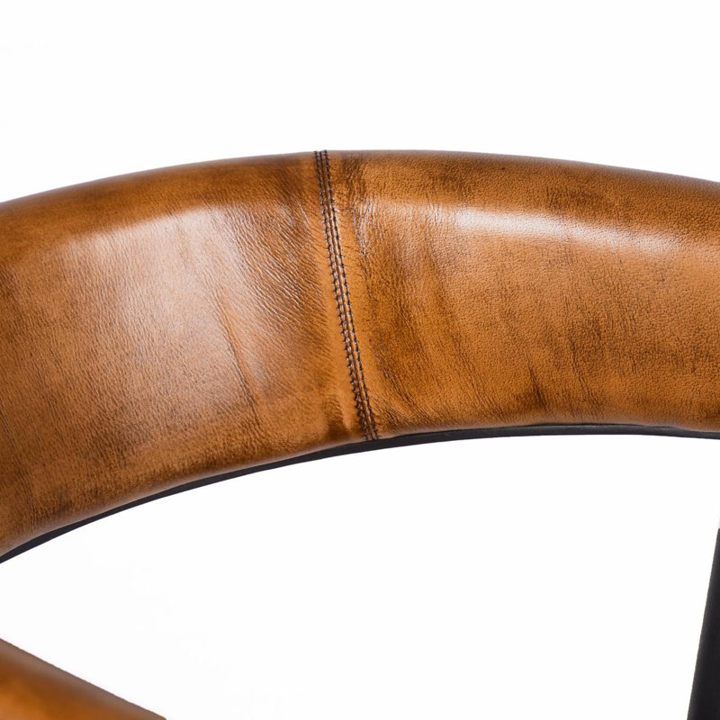 Upholstered Counter Stool with Metal Frame, Tan