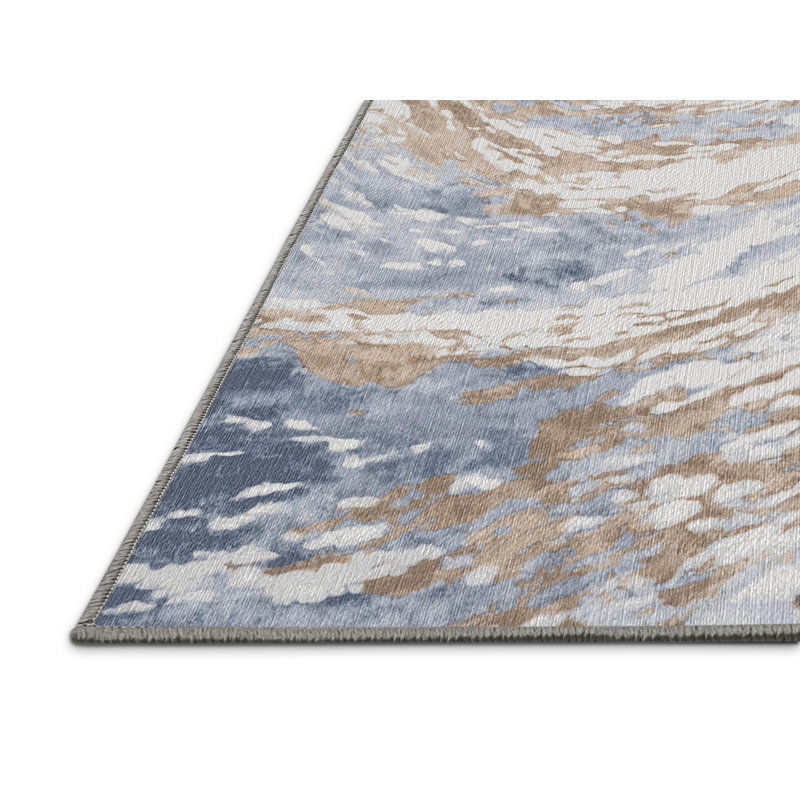 Machine Washable Gray Area Rug, Square 4'