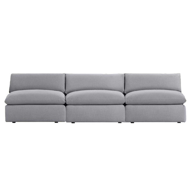 Canapé rembourré sans accoudoirs de 121 po 3 pièces Annabella, Tissage performant gris Effie