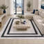 Crossed Border Slate Grey Traditional Washable Rug-1637640481
