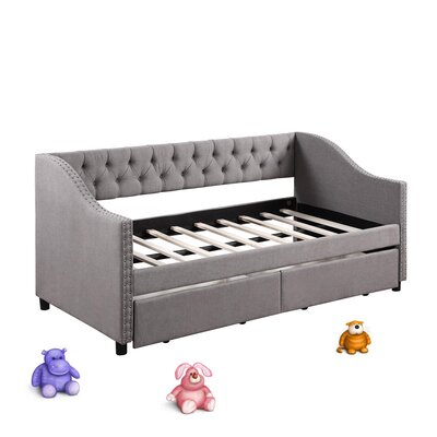 New Fashion Gray Color Twin Size Upholstered Daybed With Two Drawers -  Red Barrel StudioÂ®, E2E90D8E222749579A79D859B834A0FF