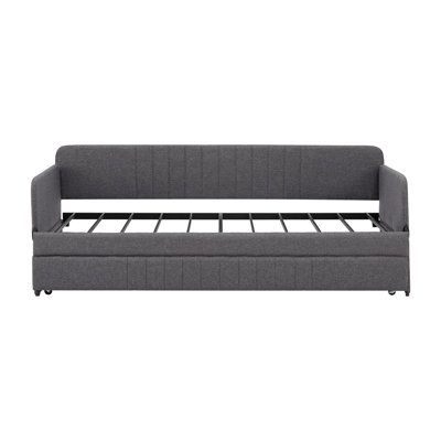 Lit de jour simple avec couchette en gris, lit à structure en métal réducteur de bruit pour un salon confortable Gris, chambre à coucher simple, stable et silencieuse