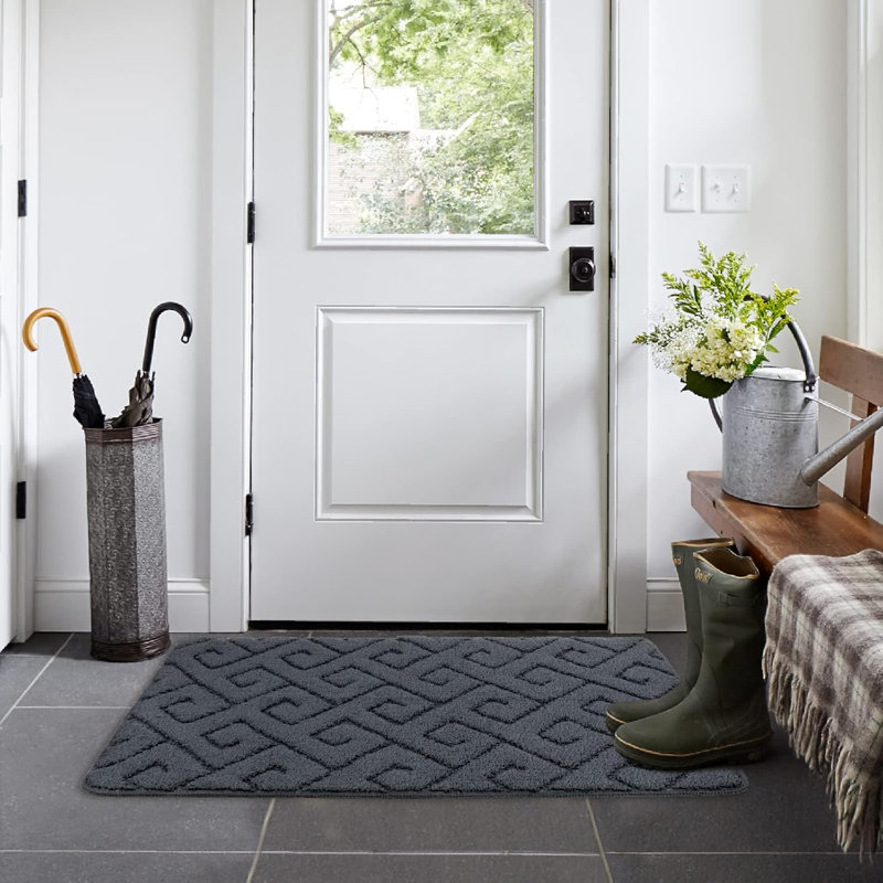 Tapis d'entrée gris lavable à la machine 36 po x 59 po Walensee