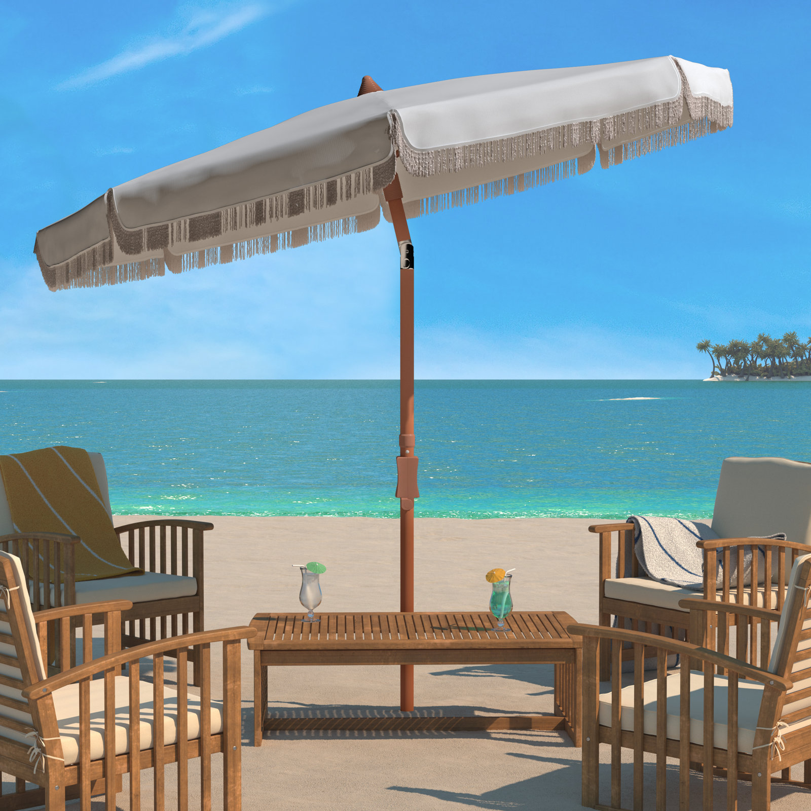 Tyler 73.62'' Outdoor Umbrella, White