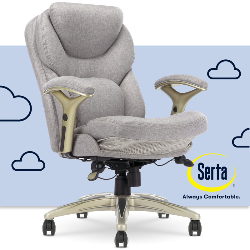 Serta Claremont Ergonomic Executive Office Chair with Back in Motion Technology and Lumbar Support, Light Gray