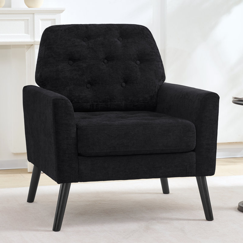 Accent Chair with Button-Tufted Back, Black
