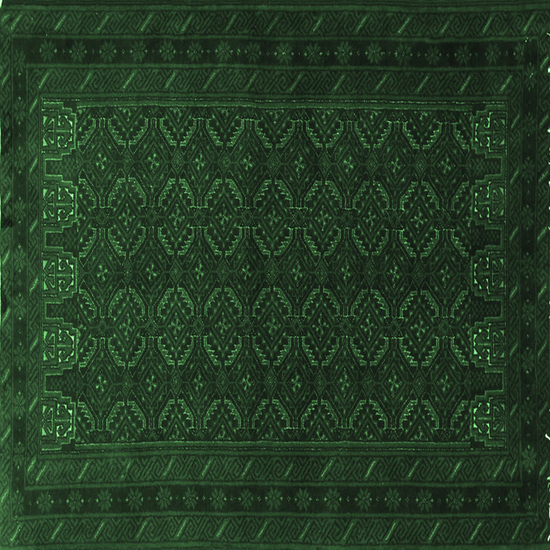 Tapis oriental vert tissé à la machine, Carré 7 pi