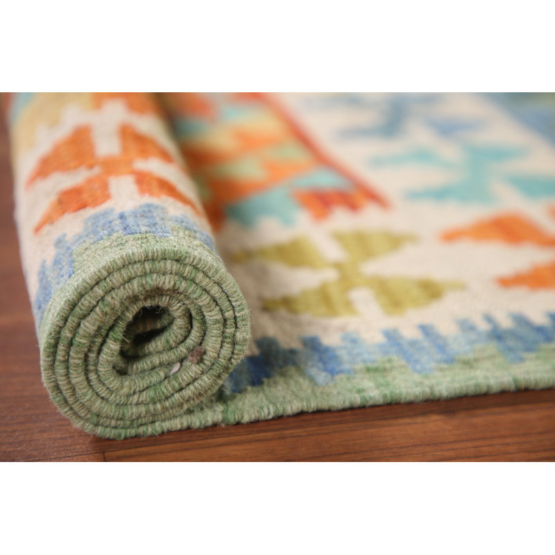 Tapis géométrique en laine Kilim