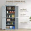Armoire de rangement sur pied 72,5 po, grande armoire de rangement avec 4 portes, 2 tablettes réglables, gris