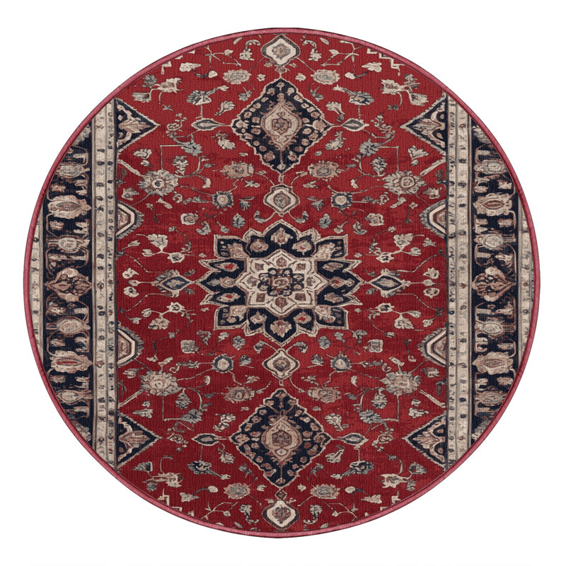 Tapis brun lavable à la machine, Rond 3 pi