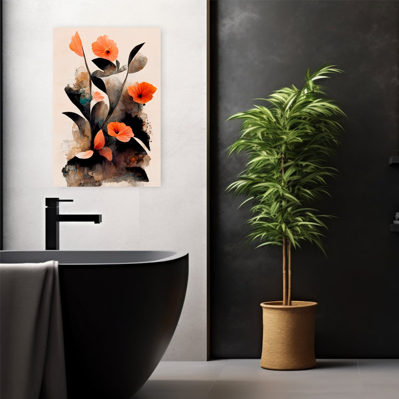 Art contemporain, art floral abstrait, H 24 po x l 16 po