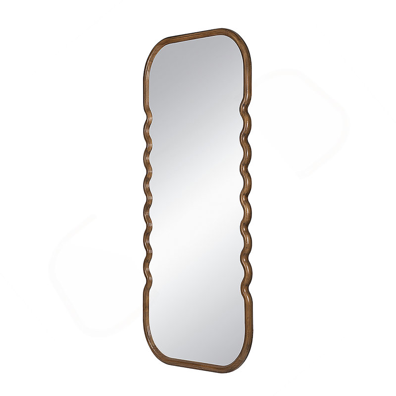 Miroir surdimensionné en bois 31,4 x 1,4 x 74 po avec cadre brun unique