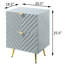 Table de chevet 2 tiroirs grise ultrabrillante