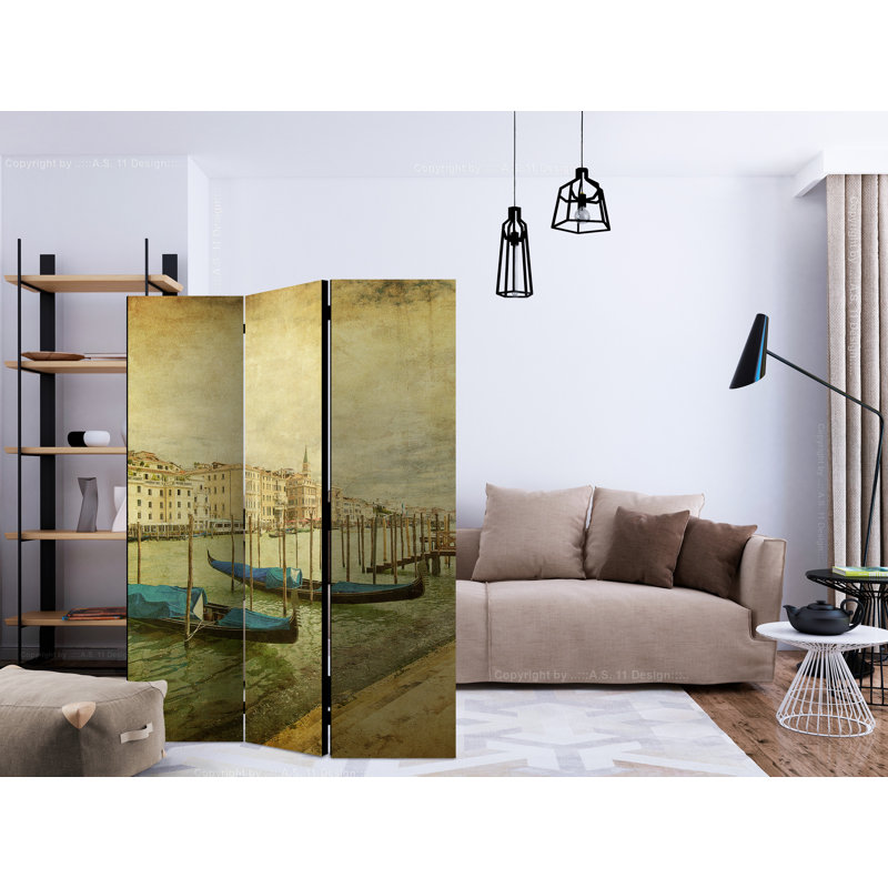 Graylynn 135cm W x 172cm H 3 - Panel Solid Wood Folding Room Divider