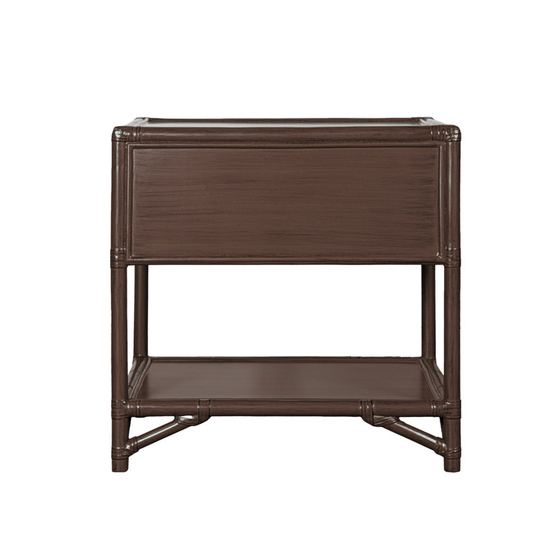 Olivia Collection 1 - Drawer Rattan Nightstand, Cocoa