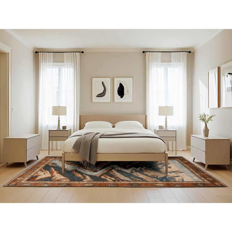 Machine Washable Turkish Brown Area Rug, Rectangle 5' x 8'