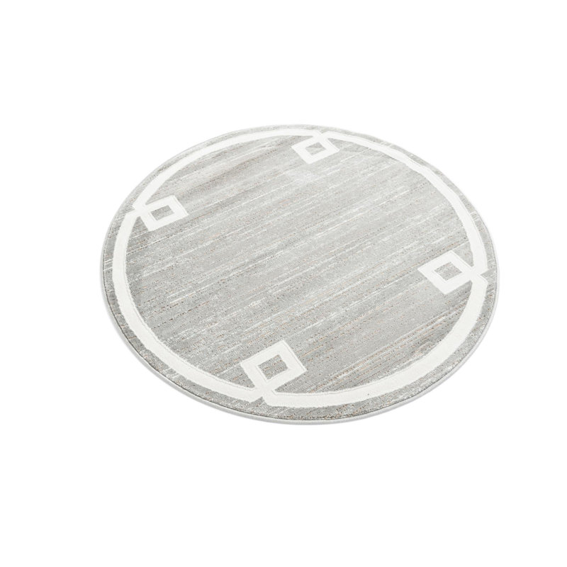 Tapis contemporain gris Aimeeleigh, Rond 5 pi 3 po