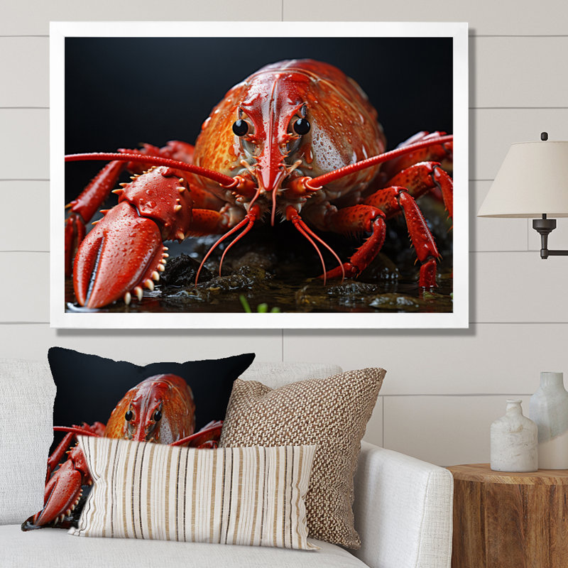 Crayfish Selfie I - Animals Wall Art Prints, H 30 po x l 40 po x P 1,5 po, Cadre simple blanc