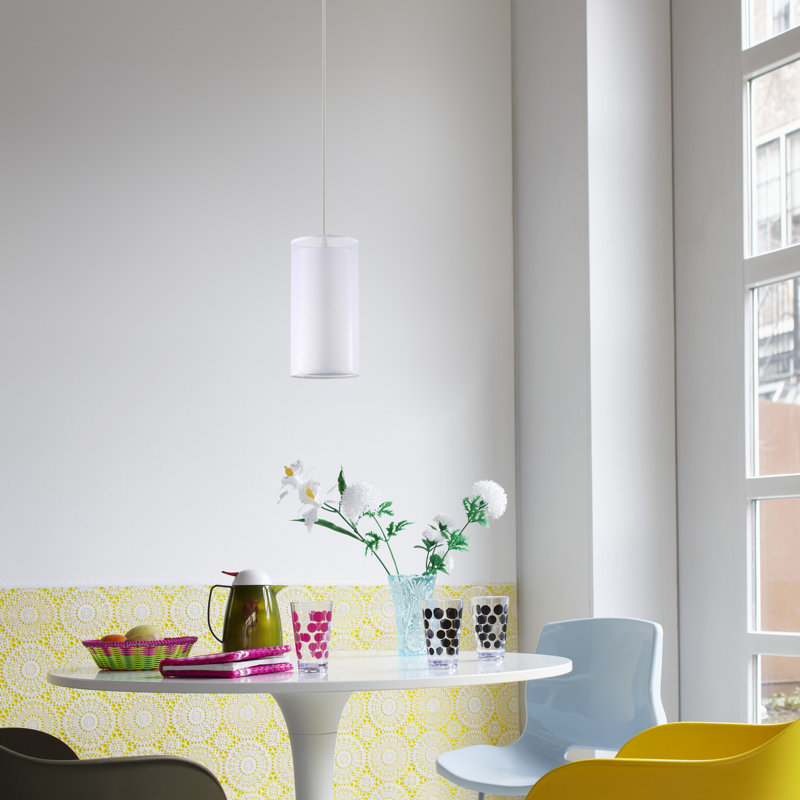 Luminaire suspendu cylindrique à 1 lumière Wiese, blanc
