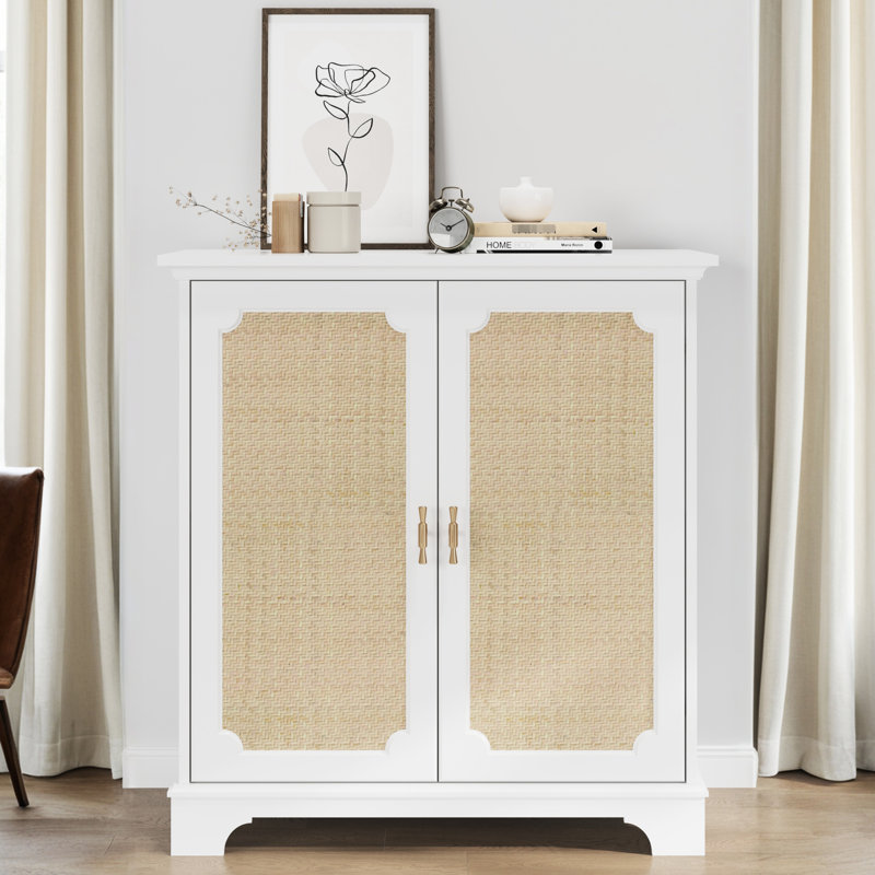 Buffet avec portes décorées, buffet de cuisine pour l'entrée et la salle à manger, design américain, buffet de porte à tablette réglable, armoire de chambre à coucher de style moderne Mid-Century, bois massif