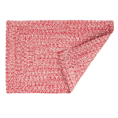 Etherton Farmhouse Braided Cotton Red/White Area Rug