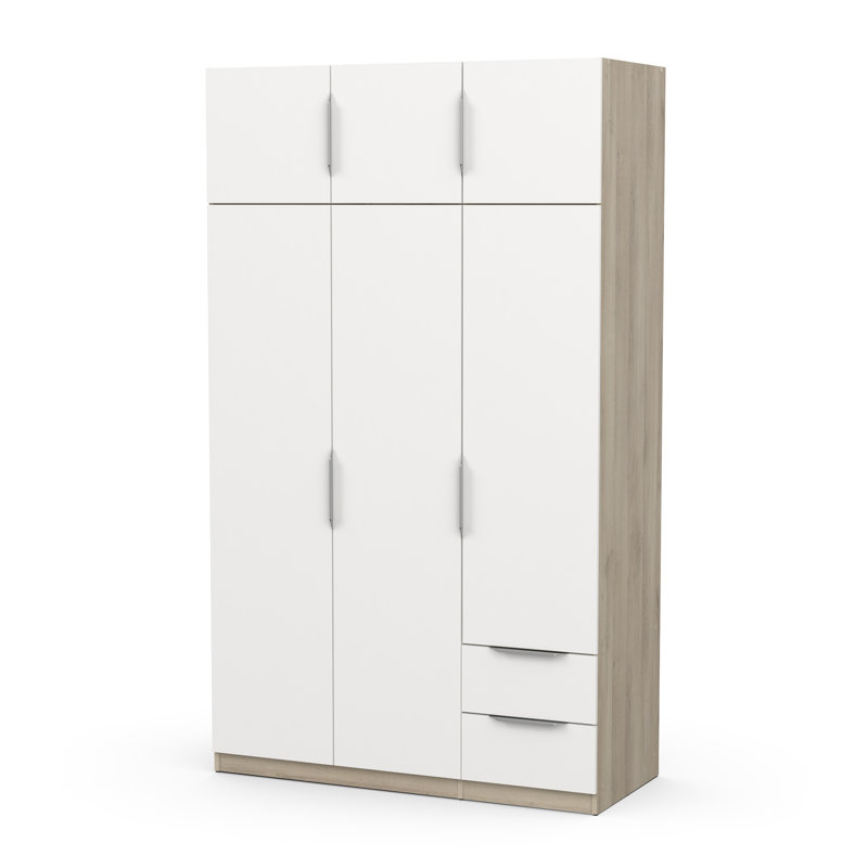 Nikoll 6 Door Manufactured Wood Wardrobe, 203cm H x 157.3cm W x 51.1cm D, Brown/White