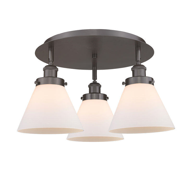 Plafonnier encastré 3 lumières Cone, Blanc mat, Bronze frotté à l'huile