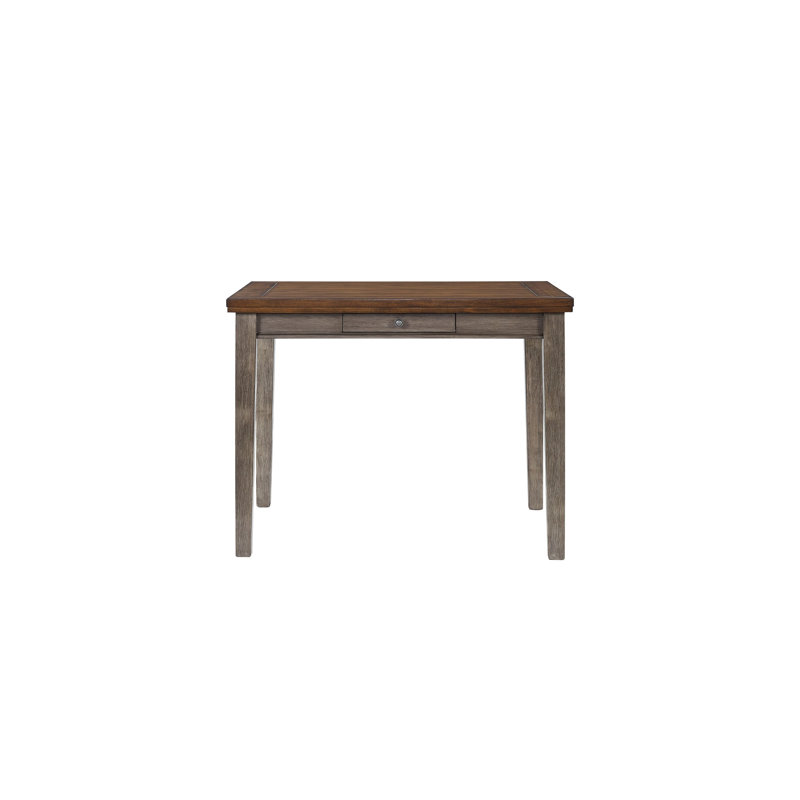 Table de salle à manger grise bicolore à hauteur de comptoir avec rangement à 4 tiroirs, tiroirs de construction solide, construction rustique