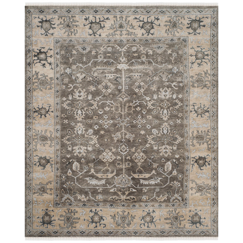Tapis oriental en laine noué à la main Oushak, Rectangulaire 8 pi x 10 pi