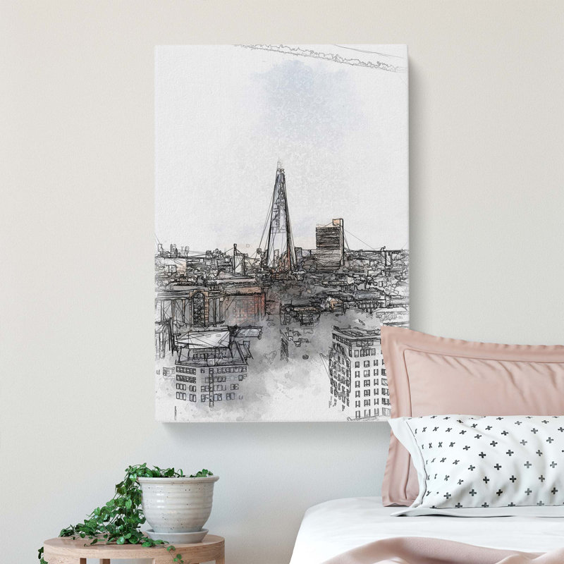 The London Skyline With The Shard In Abstract - Wrapped Canvas Print, 60cm H x 40cm W x 3cm D