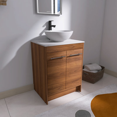  Tarnby 24" Freestanding Bathroom Vanity Set with Sintered Stone Top,Ceramic Basin