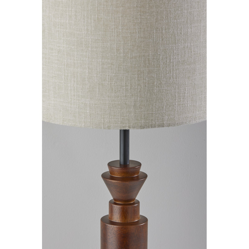 Bakasura Solid Wood Table Lamp, Walnut, Light Beige