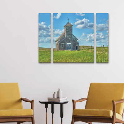 Ensemble de 3 panneaux - James McLoughlin «Barn Scene V», art mural sur toile pour le salon, la chambre à coucher ou le bureau 