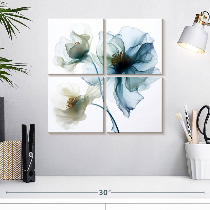 Harnek translucide fleurs de pavot bleues I, H 18 po x l 18 po