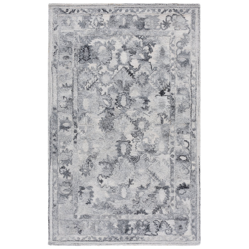 Briah 126 Area Rug In Light Grey / Charcoal, Rectangle 5' x 8'