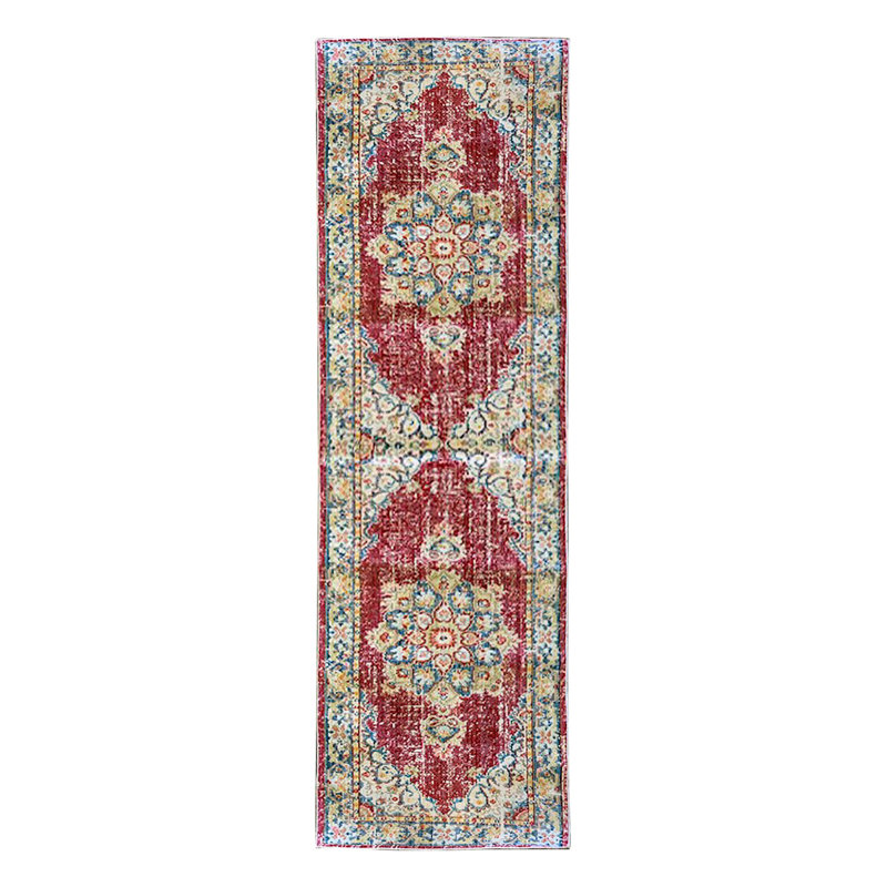 8' Red Medallion Power Loom Runner Rug