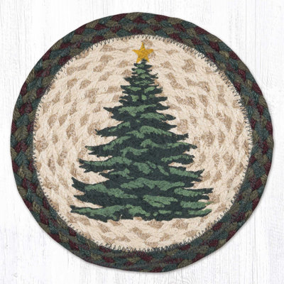  Festive Holiday Tree Jute Trivet 10"x10" Hand Stenciled