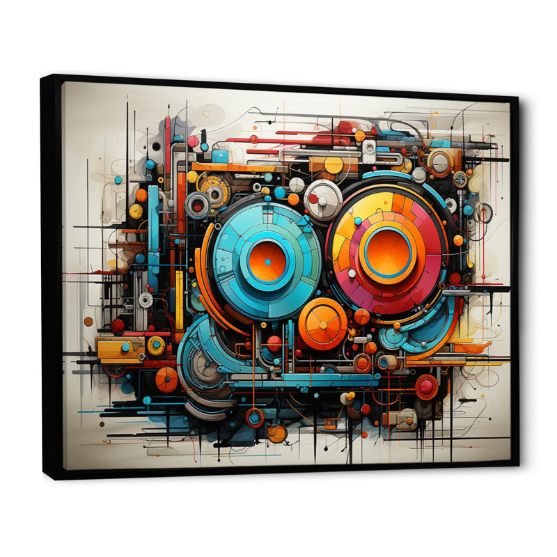 Futuriste fusion II - impression, Cadre flottant noir, 30" H x 40" W