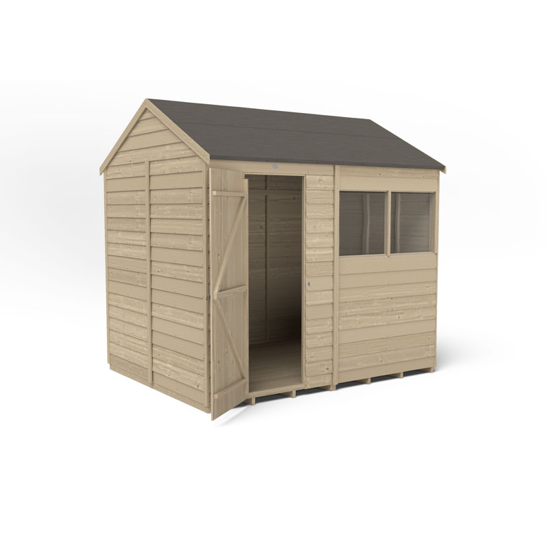Overlap Pressure Treated 8X6 Reverse Apex Shed in , Natural Timber