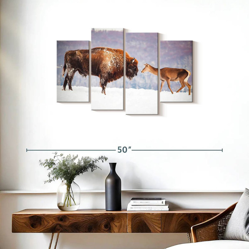 Brampt Bison And Deer In Winter