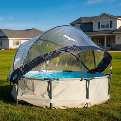 10 Foot Round Multifunctional All Weather Cover Pool Dome Enclosure for Outdoor Pools, Compatible w/Clean & Warm Water Frame Pools